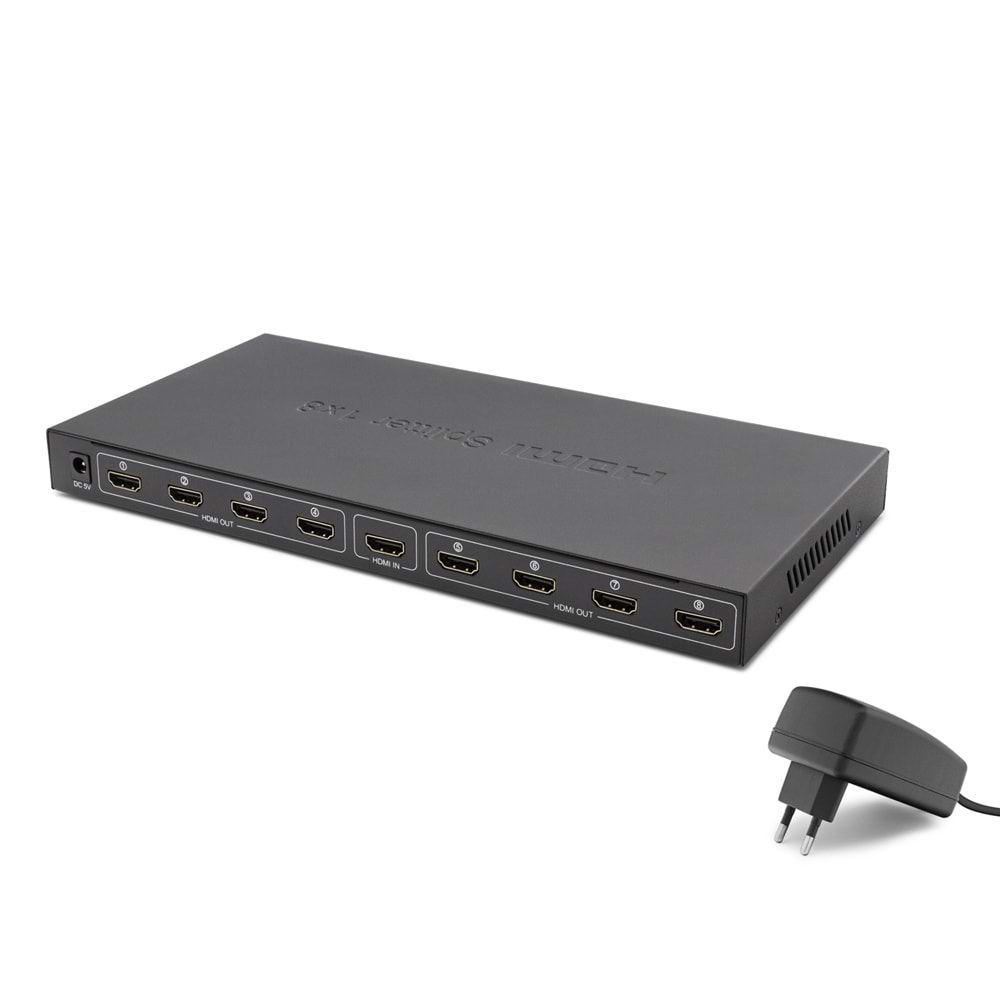 HADRON HDX1332 HDMI Splitter 4K 1 Giriş 8 Çıkış Siyah