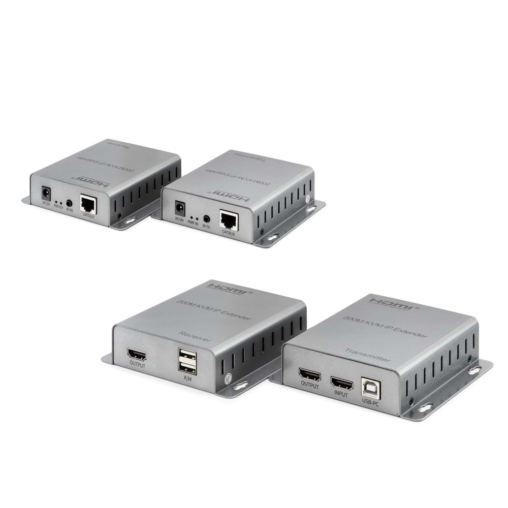 HADRON HDX1343 HDMI KVM IP Extender Loop Out IR 1080p 60 Hz 200 m Gri