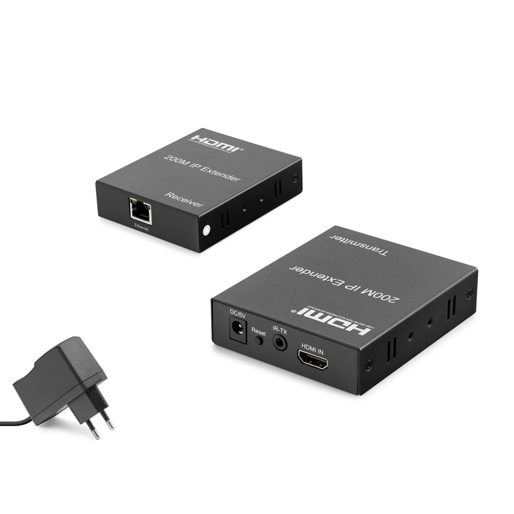 HADRON HDX1349 HDMI IP Extender IR 1080p 60 Hz 200 m Siyah