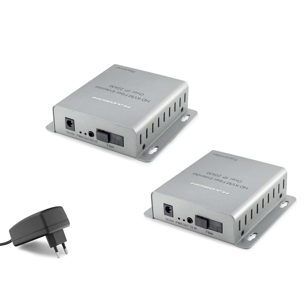 HADRON HDX1364 HDMI KVM Fiber Extender Loop Out IR 1080p 60 Hz 20 km Gri