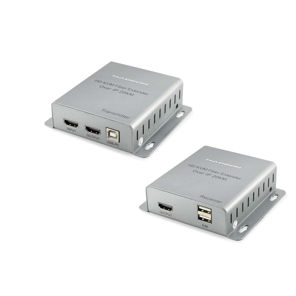 HADRON HDX1364 HDMI KVM Fiber Extender Loop Out IR 1080p 60 Hz 20 km Gri