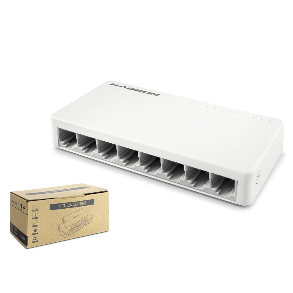 HADRON HDX1365 Gigabit Ethernet Switch 8 Port Beyaz