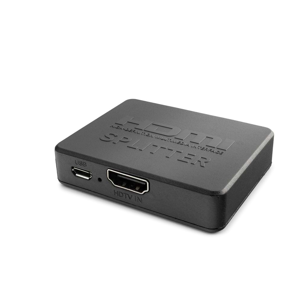 HADRON HDX1371 HDMI Splitter 4K USB Güç Kablolu 1 Giriş 2 Çıkış Siyah