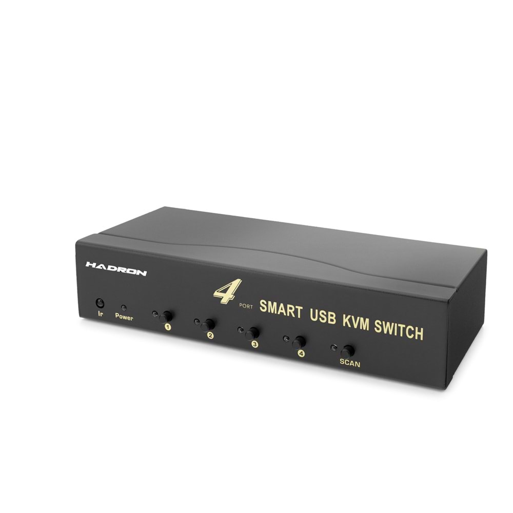 HADRON HDX1381 VGA KVM Switch 2 USB Hub 2 Console Kumandalı 4 VGA Port Siyah