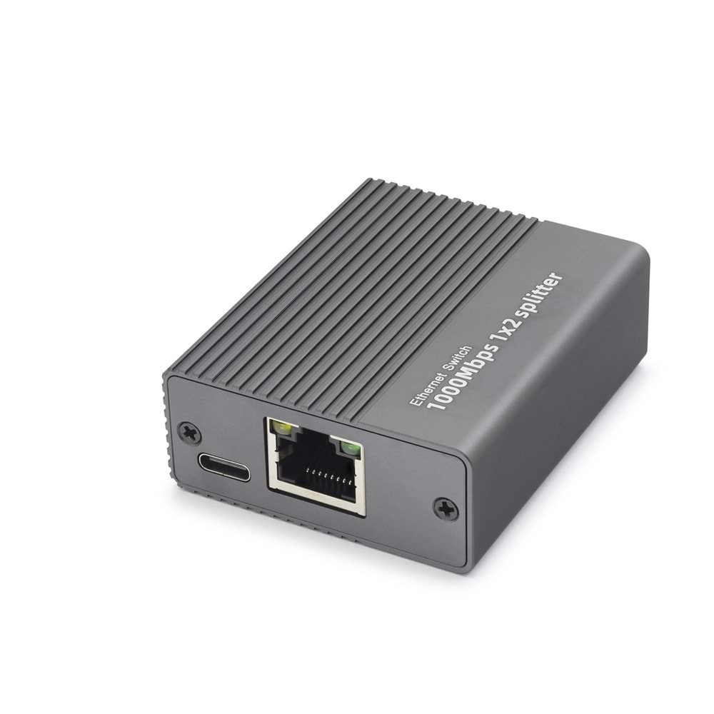 HADRON HDX1412 Gigabit Ethernet Switch 3 Port Type C Güç Girişli Gri