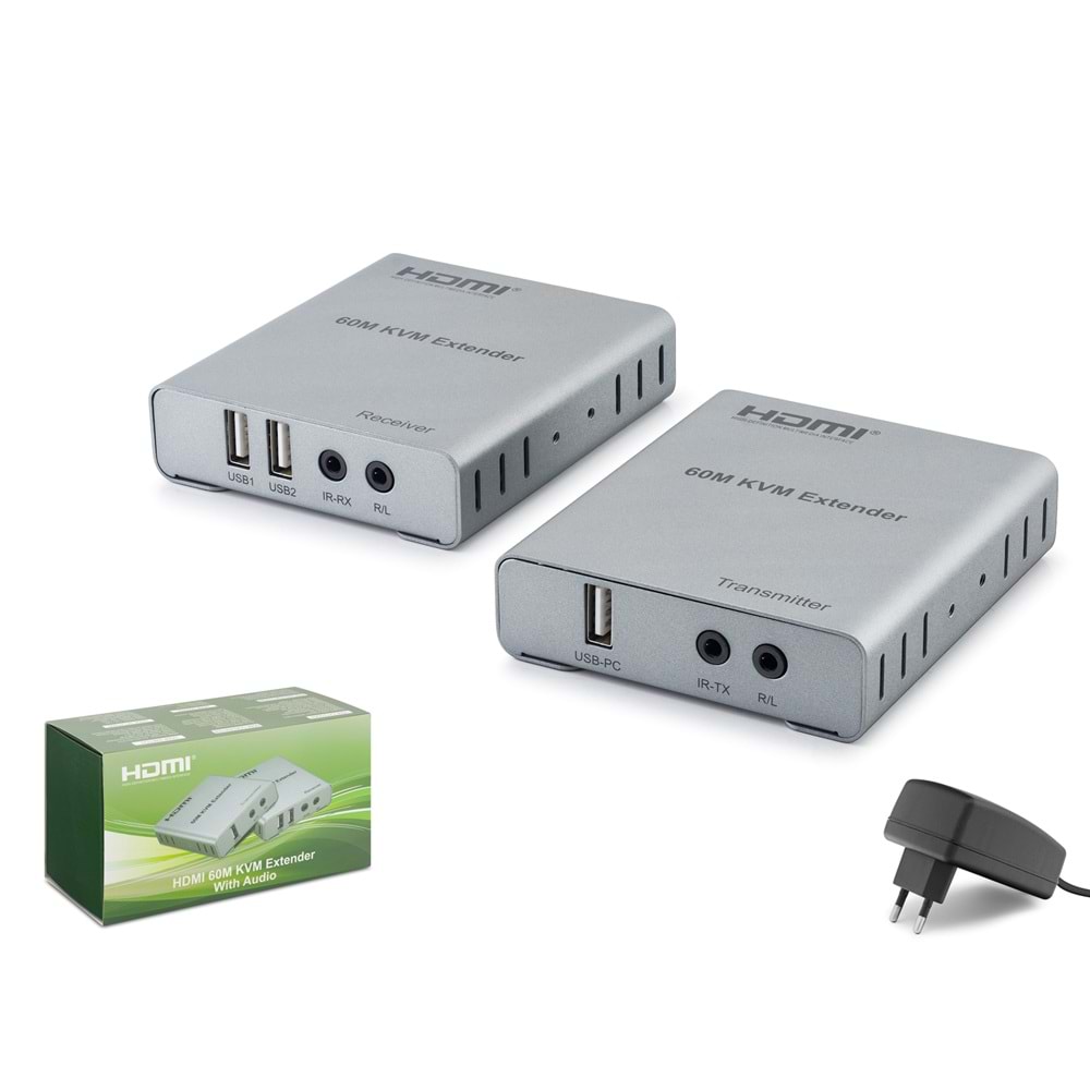 HADRON HDX1422 HDMI KVM Extender IR Ses 1080p 60 Hz 60 m Gri