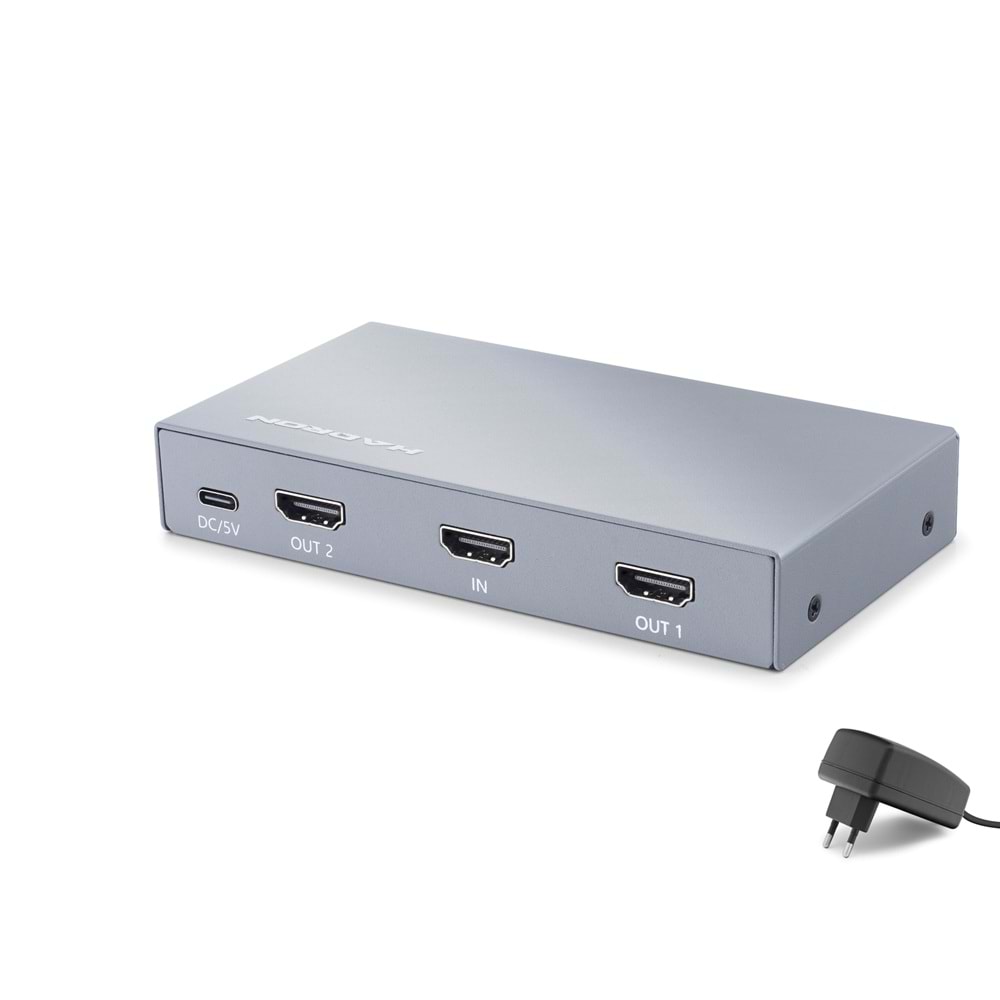 HADRON HDX1431 HDMI Splitter EDID 8K 60 Hz 1 Giriş 2 Çıkış Gri