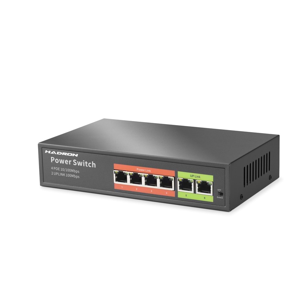 HADRON HDX1440 AI PoE Switch 4 Port 2 Uplink 45W Siyah