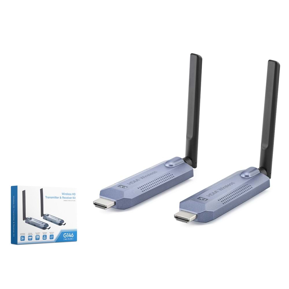 HADRON HDX1445 Kablosuz HDMI Görüntü Aktarım Seti 1080p 60 Hz 150 m Gri