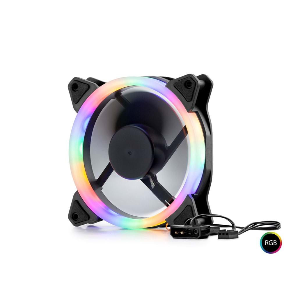 HADRON HDX1522 Kasa Fanı Dış Halka RGB 120 mm Siyah