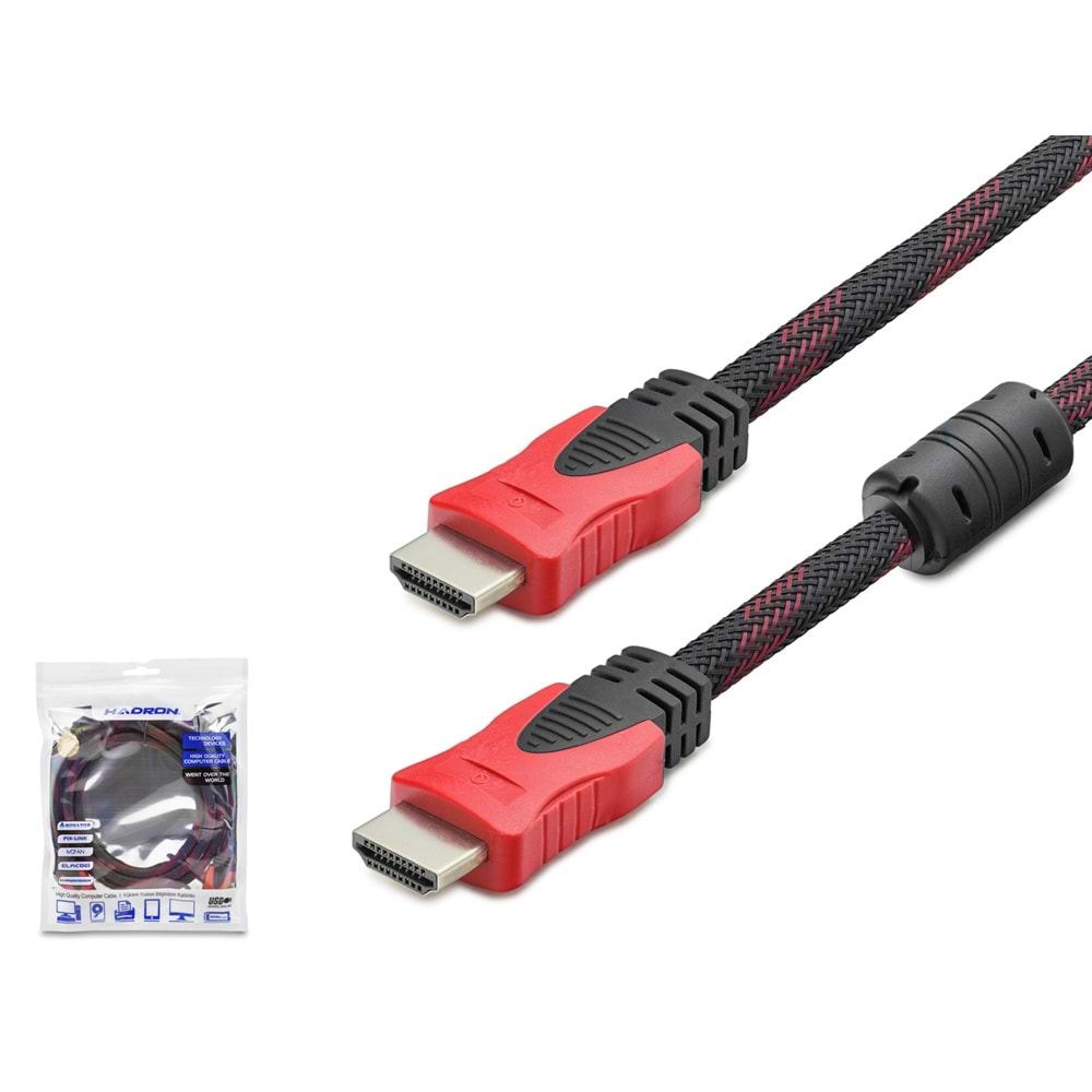 HADRON HDX2012 Örgülü HDMI Kablo 1.5 m Siyah