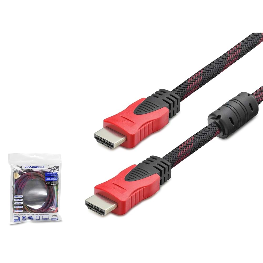 HADRON HDX2013 Örgülü HDMI Kablo 3 m Siyah