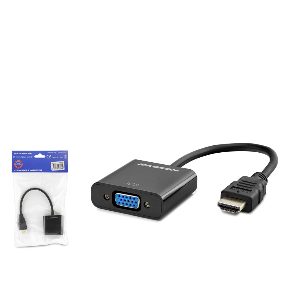 HADRON HDX2020 HDMI to VGA Görüntü Dönüştürücü 1080p Siyah