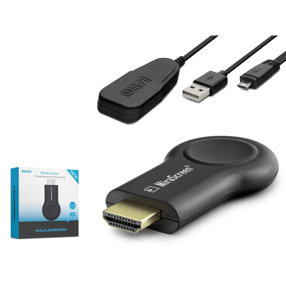 HADRON HDX2351 HDMI Kablosuz Görüntü Aktarım Cihazı MiraScreen 1080p Siyah