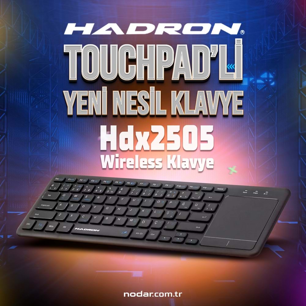 HADRON HDX2505 Dual Mode Touch Pad Smart Klavye 2.4 GHz Bluetooth 5.0 Siyah