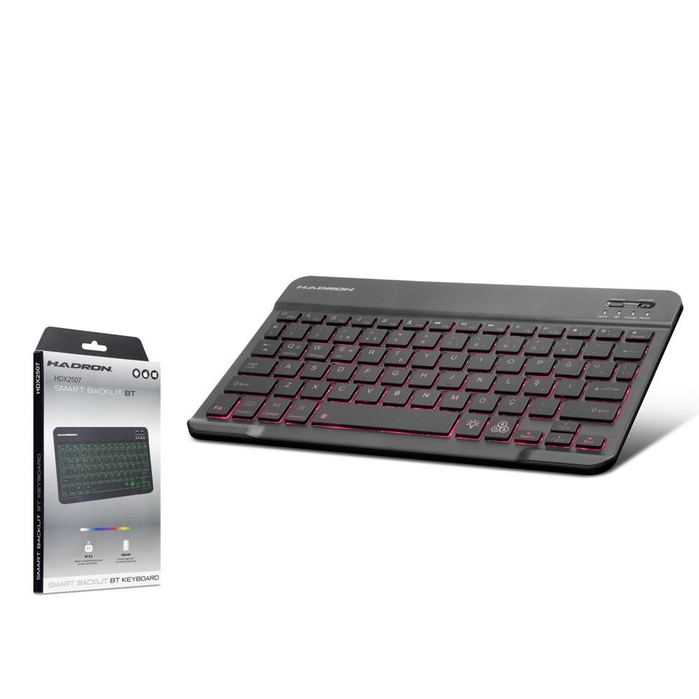 HADRON HDX2507 Bluetooth Smart Klavye RGB Şarjlı Siyah