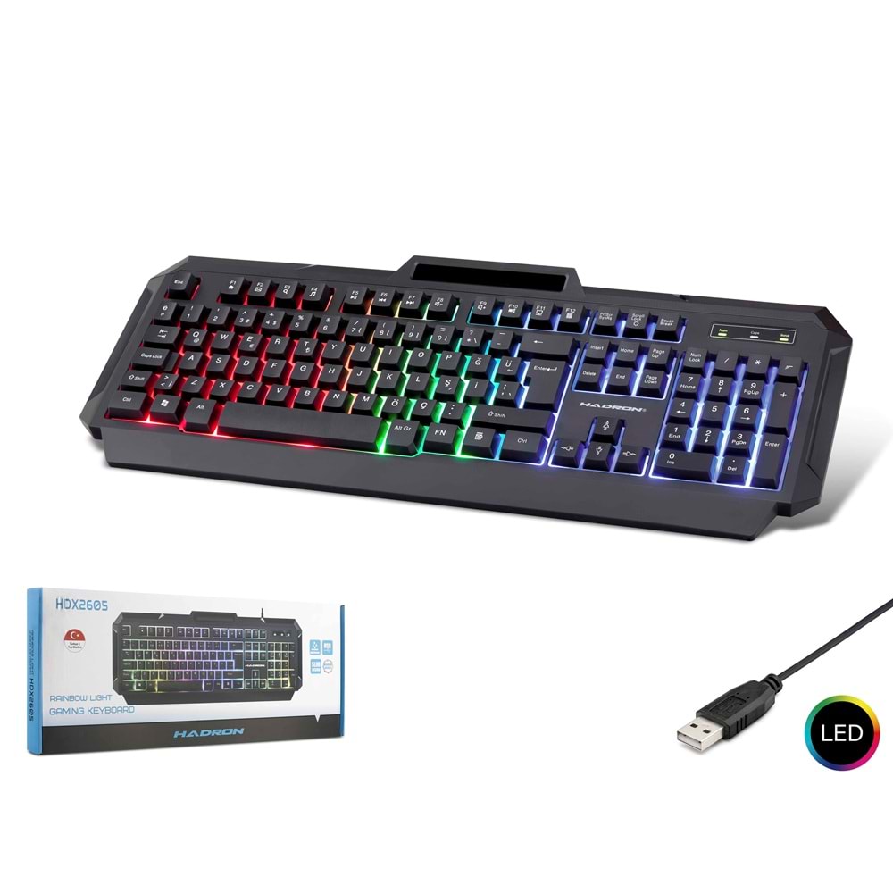 HADRON HDX2605 Gaming Klavye Mobil Stand Rainbow LED 105 Tuş Siyah