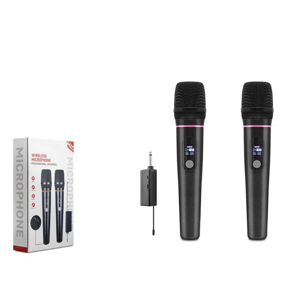 HADRON HDX2791 UHF Kablosuz 2 Mikrofonlu 6.35 mm Set Siyah