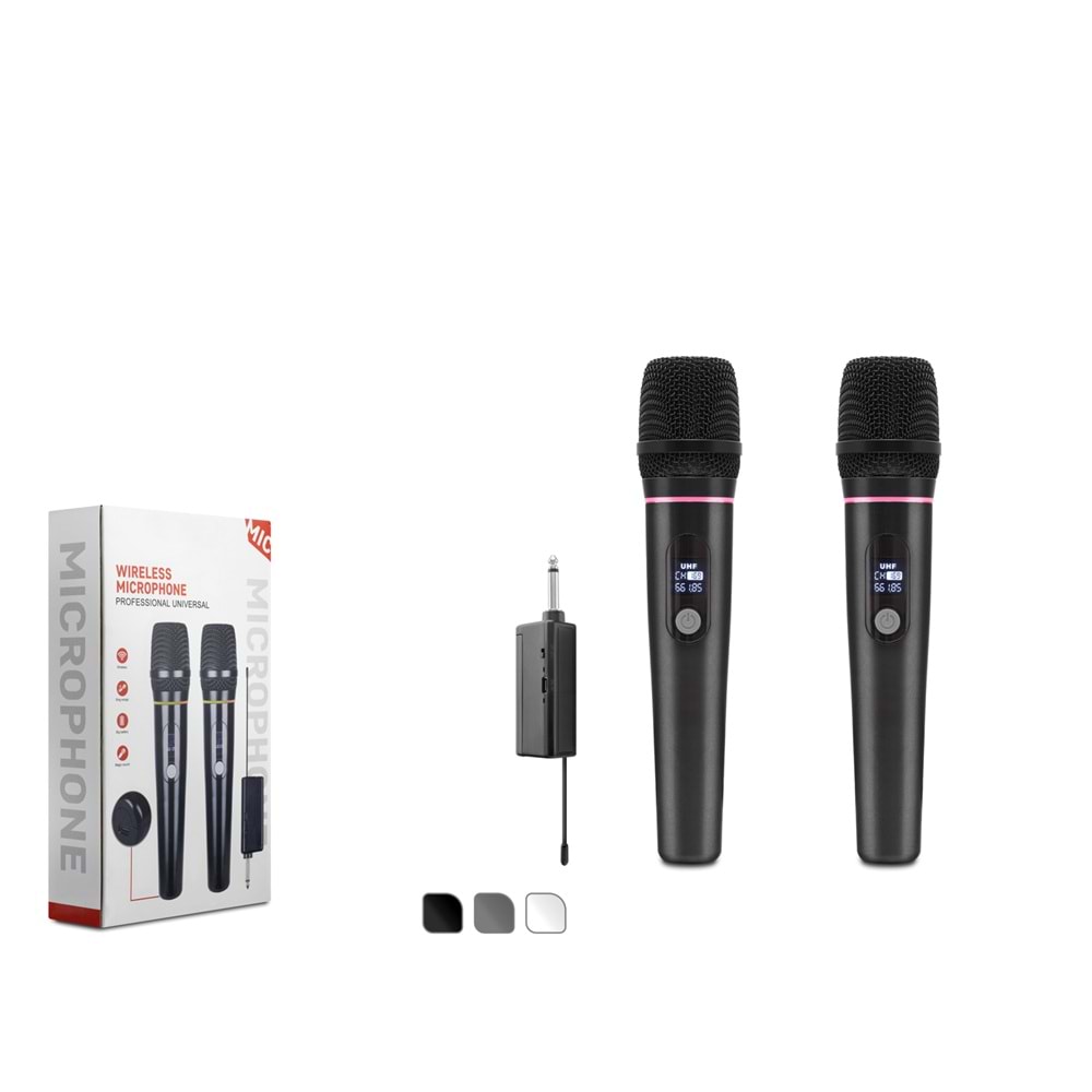 HADRON HDX2791 UHF Kablosuz 2 Mikrofonlu 6.35 mm Set Siyah