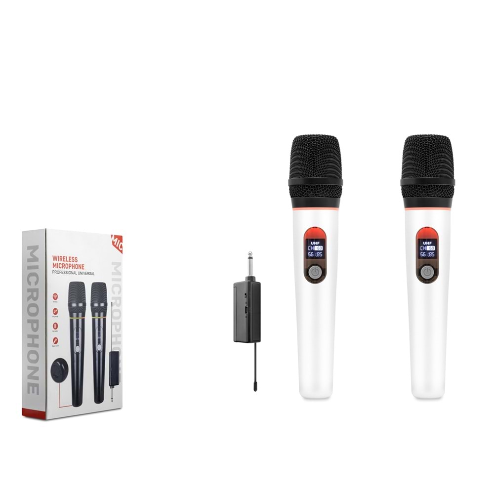 HADRON HDX2791B UHF Kablosuz 2 Mikrofonlu 6.35 mm Set Beyaz