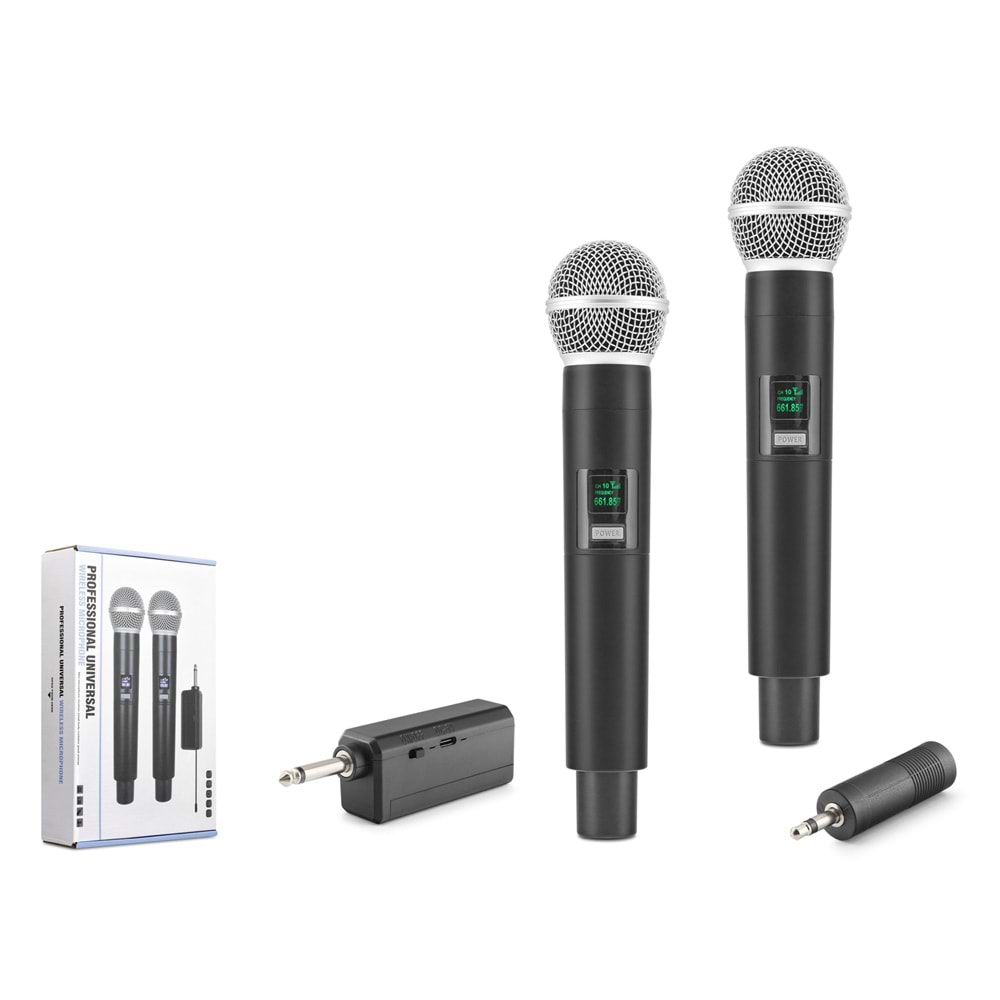 HADRON HDX2802 UHF Kablosuz 2 Mikrofonlu Set 6.35 mm Siyah
