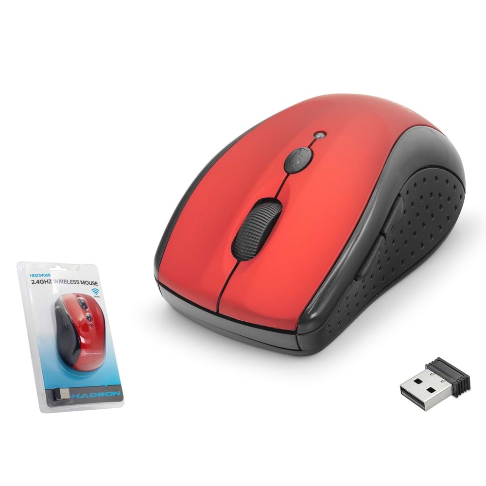HADRON HDX3405R Dual Mode Kablosuz Mouse 2.4 GHz Bluetooth 5.2 1600 DPI Kırmızı Siyah
