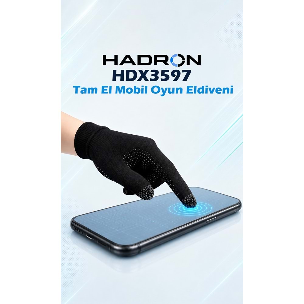 HADRON HDX3597 Tam El Mobil Oyun Eldiveni PUBG CoD Free Fire Dokunmatik Siyah