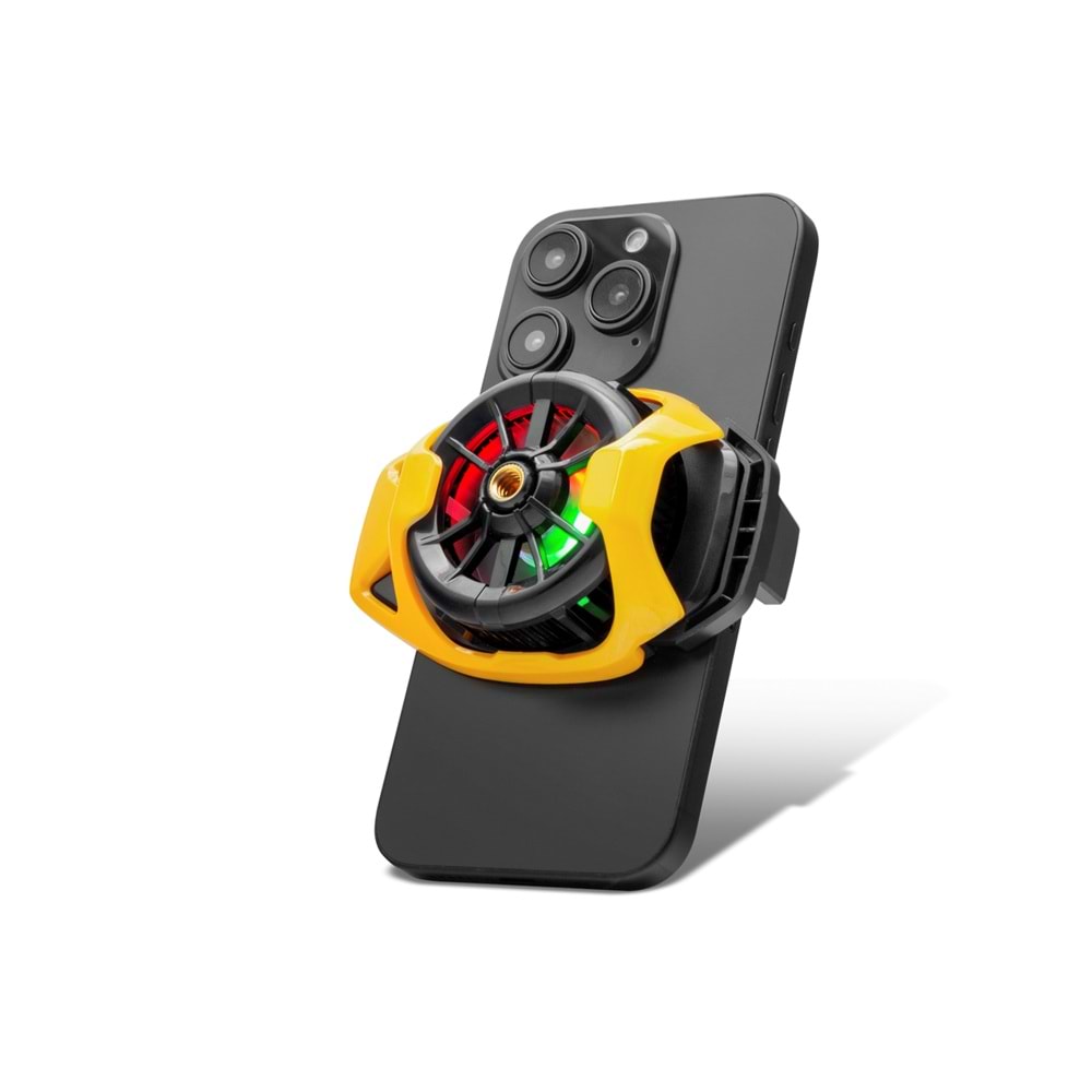 HADRON HDX4383 Klipsli Telefon Soğutucu Fan RGB Tripod Bağlantılı Sarı
