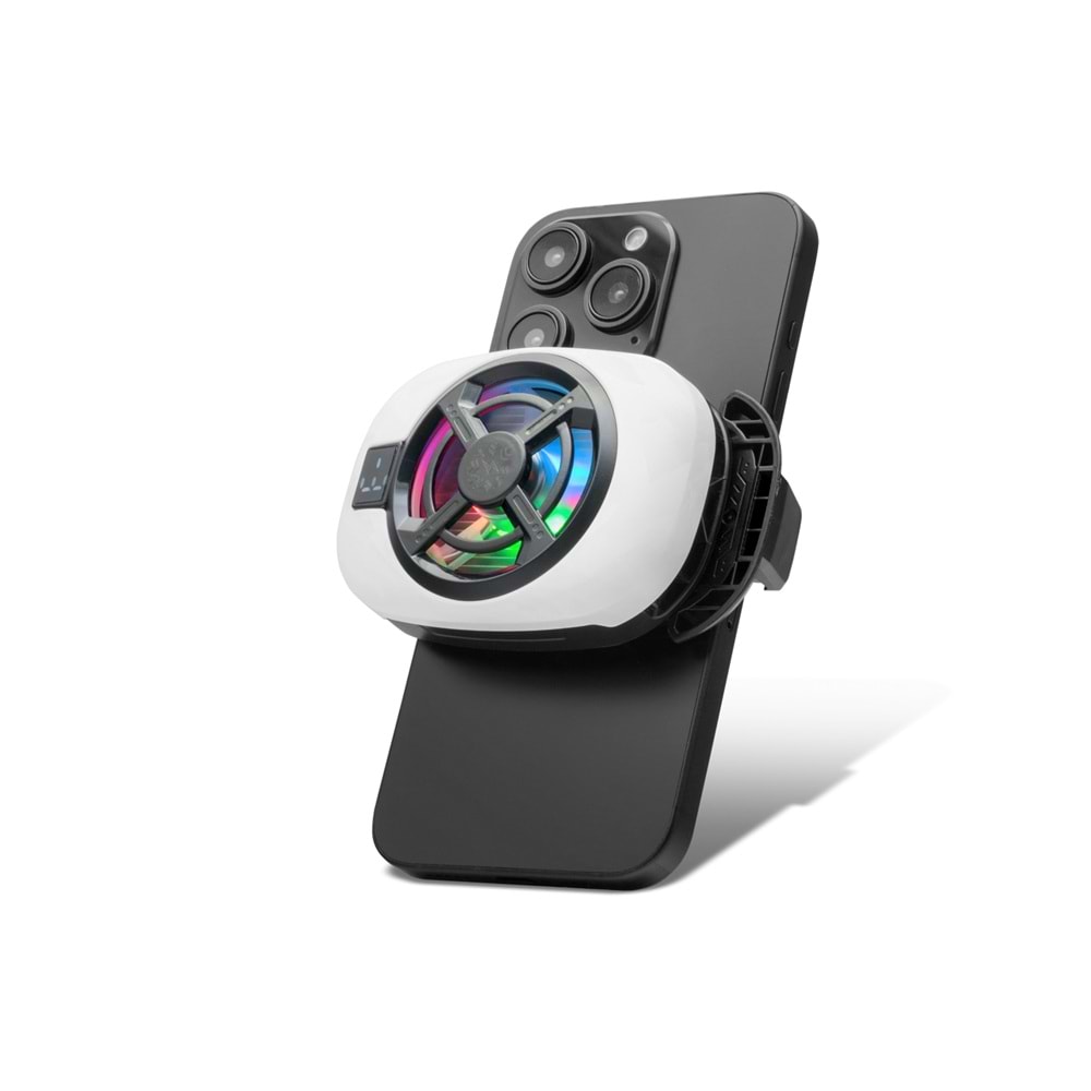 HADRON HDX4612 Manyetik Telefon Soğutucu Fan RGB Isı Göstergeli Beyaz