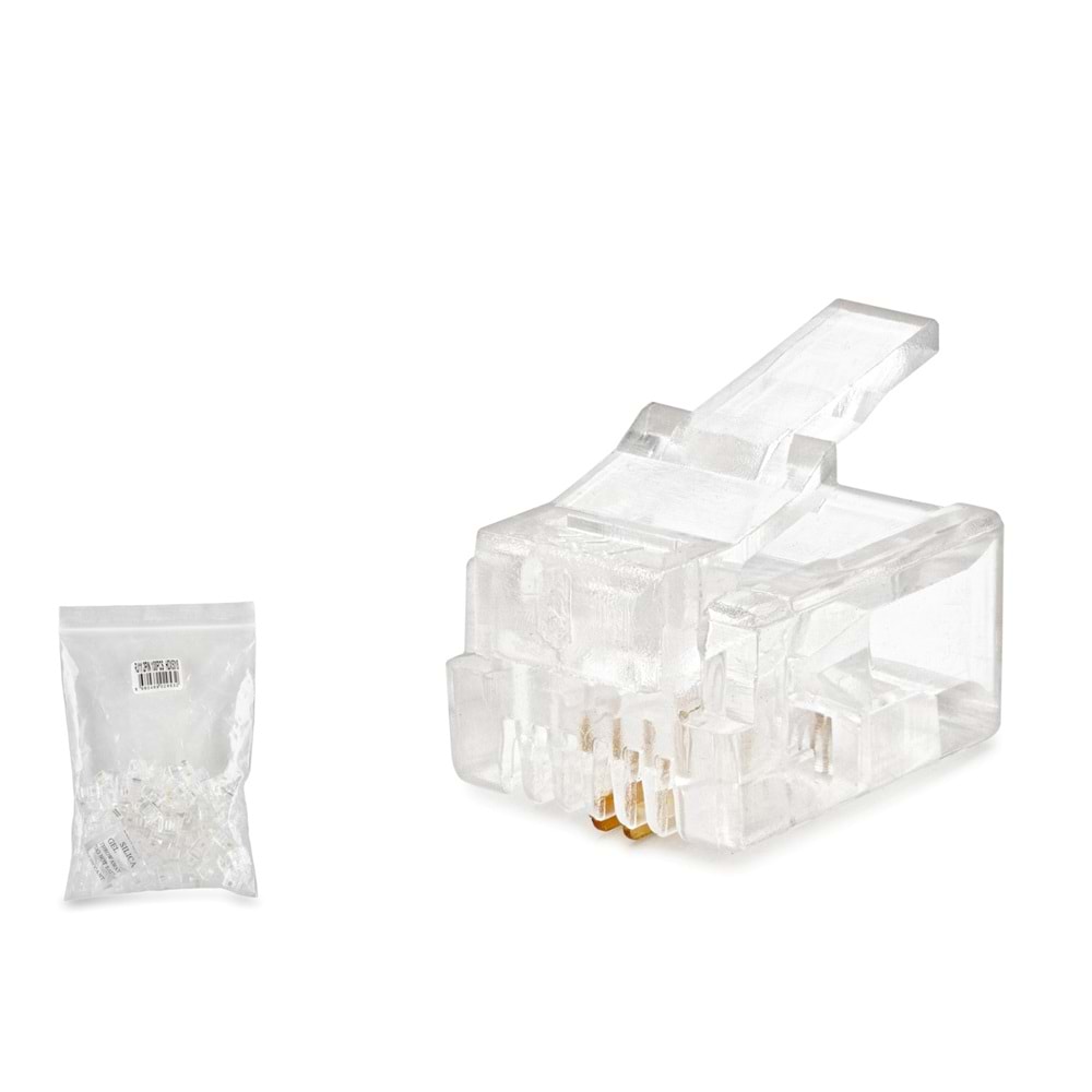 HADRON HDX5018 RJ11 2 Pin Telefon Konnektörü 100 Adetli Paket Şeffaf