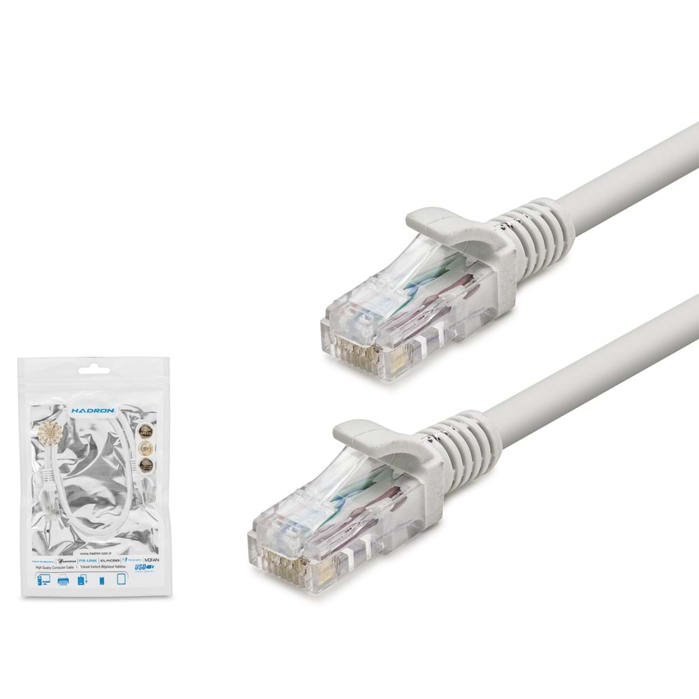 HADRON HDX5029 Cat6 Ethernet Patch Kablosu 1 Gbps 250 MHz 50 cm Gri
