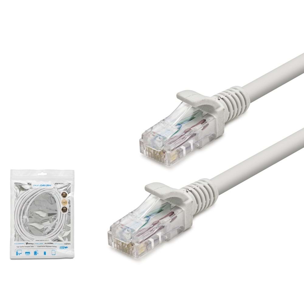 HADRON HDX5041 Cat5 Ethernet Patch Kablosu 100 Mbps 100 MHz 2 m Beyaz