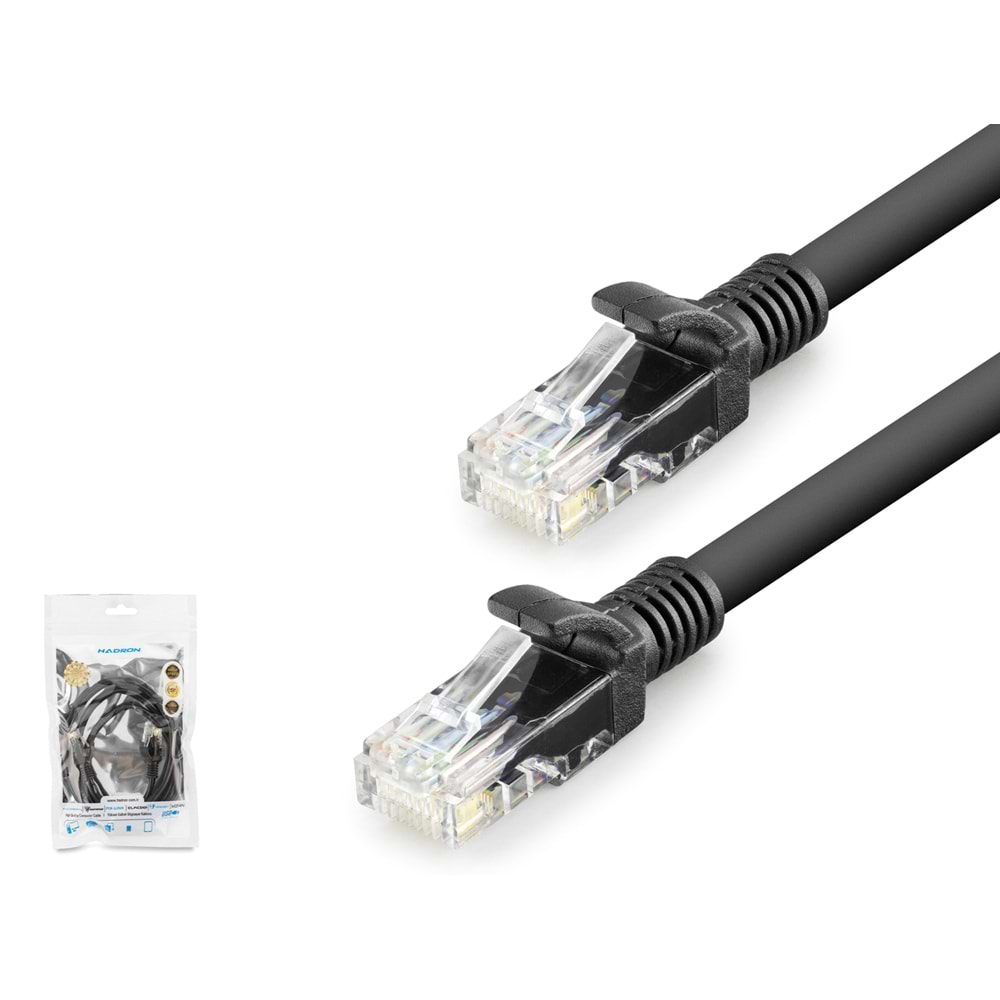 HADRON HDX5069 Cat6 Ethernet Patch Kablosu 1 Gbps 250 MHz 1 m Siyah