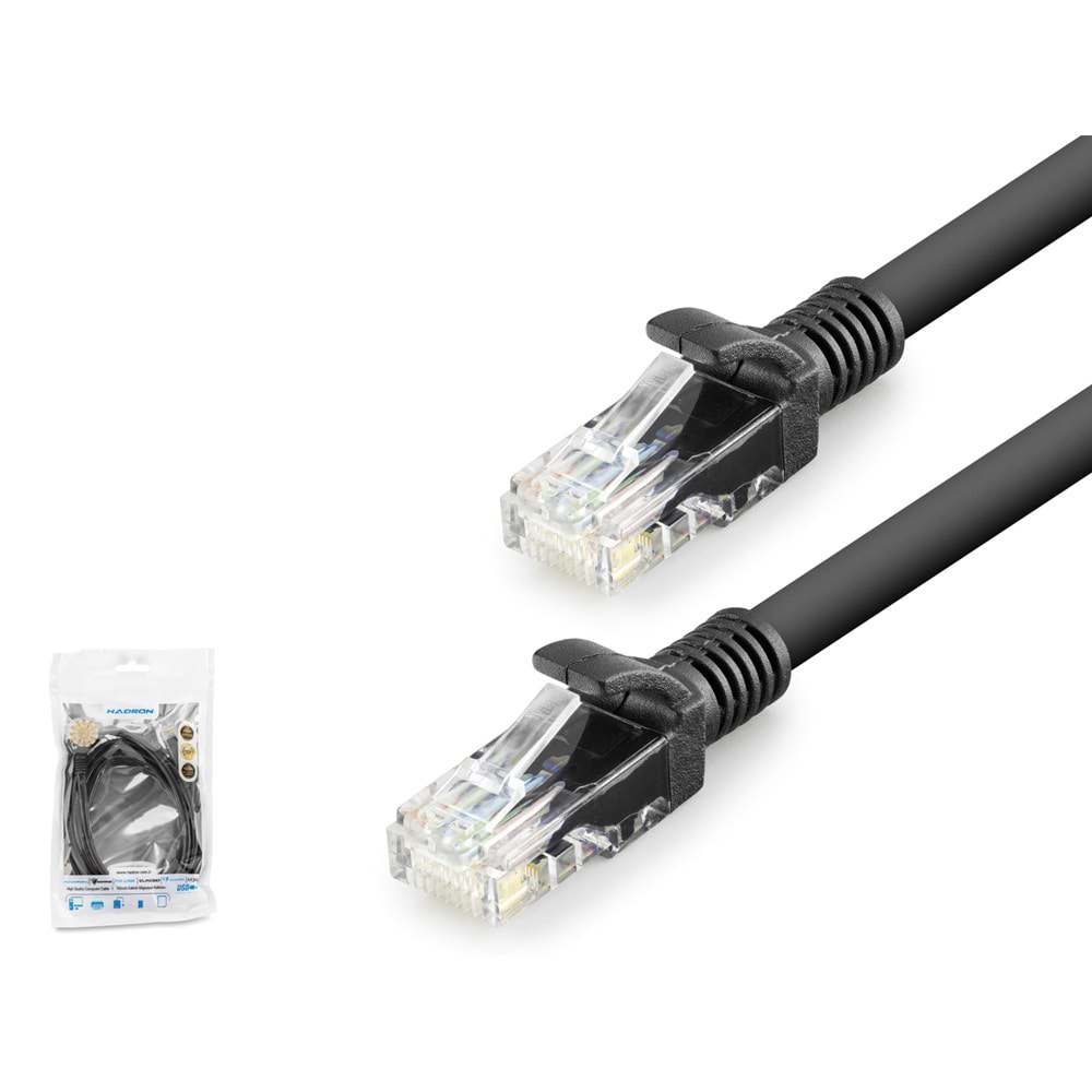 HADRON HDX5070 Cat6 Ethernet Patch Kablosu 1 Gbps 250 MHz 1.5 m Siyah