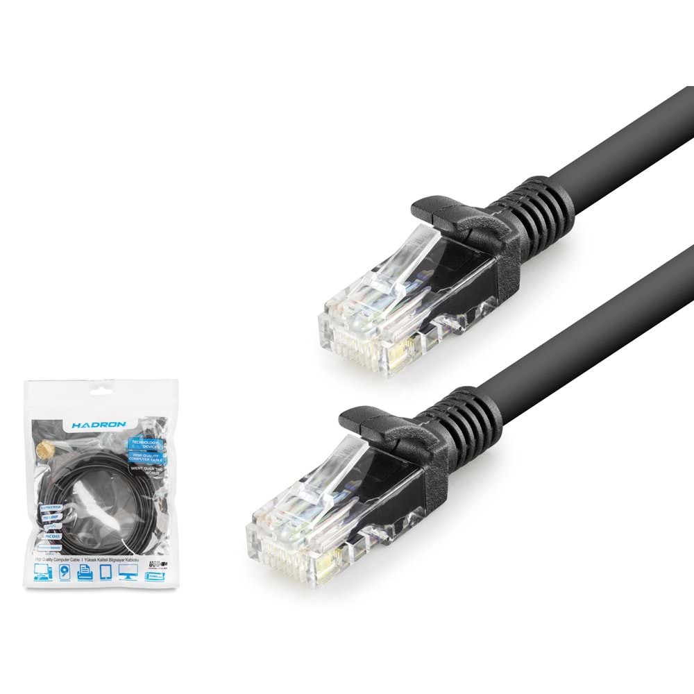 HADRON HDX5071 Cat6 Ethernet Patch Kablosu 1 Gbps 250 MHz 3 m Siyah