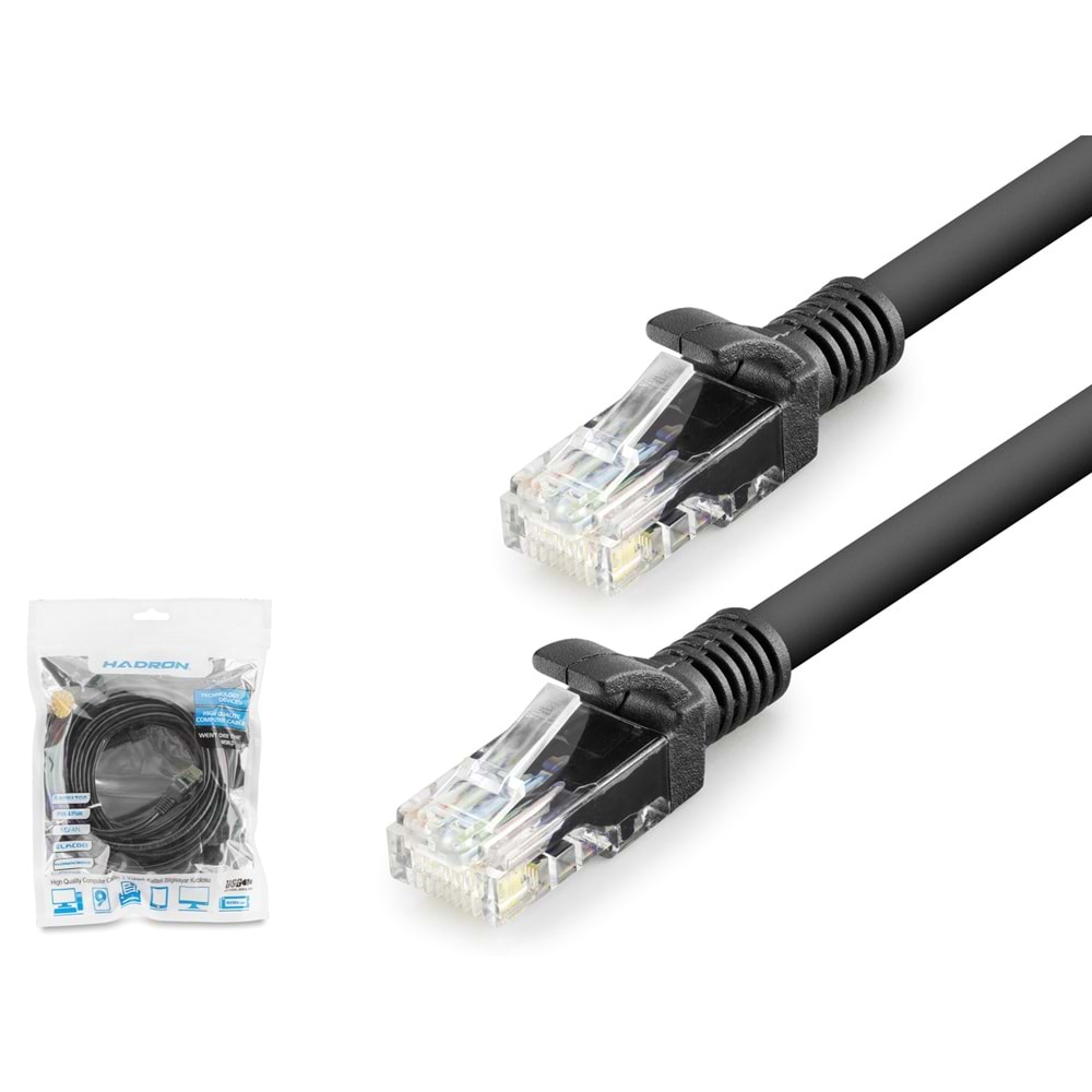 HADRON HDX5072 Cat6 Ethernet Patch Kablosu 1 Gbps 250 MHz 5 m Siyah
