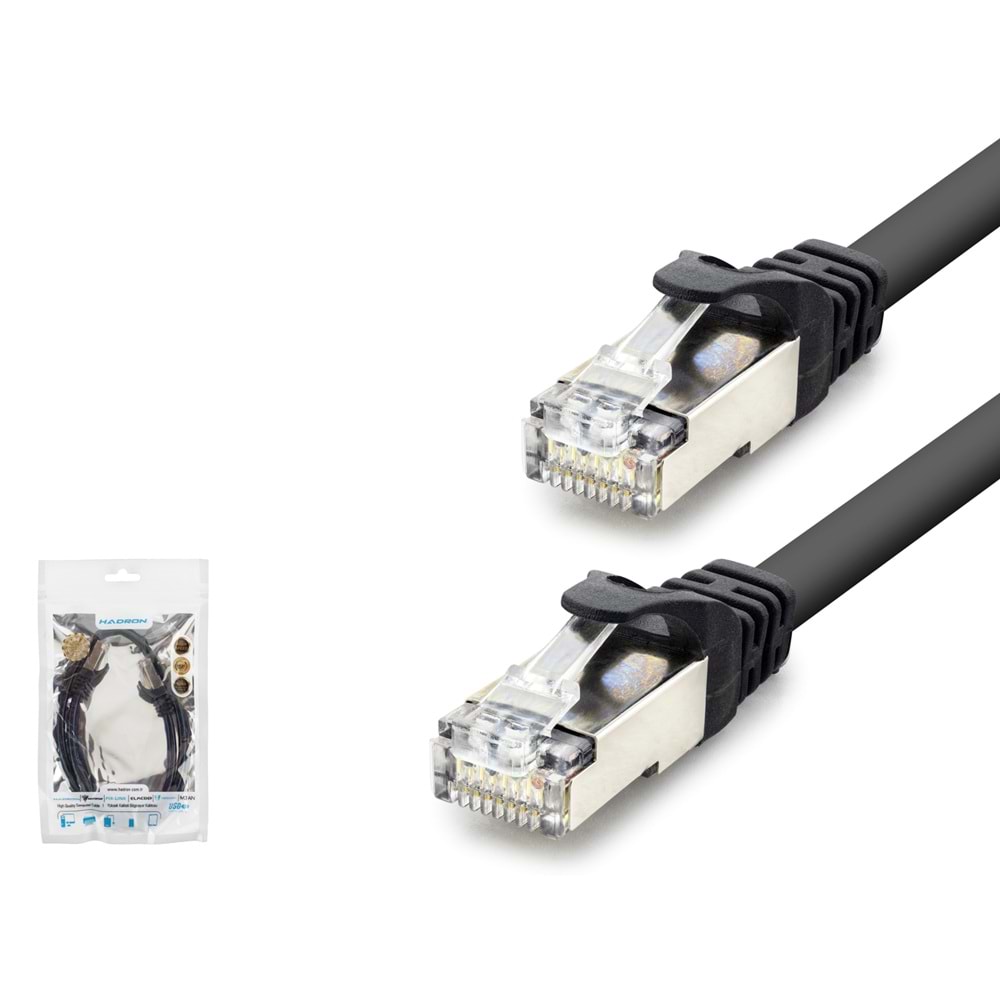 HADRON HDX5089 Cat7 Ethernet Patch Kablosu 10 Gbps 600 MHz 60 cm Siyah