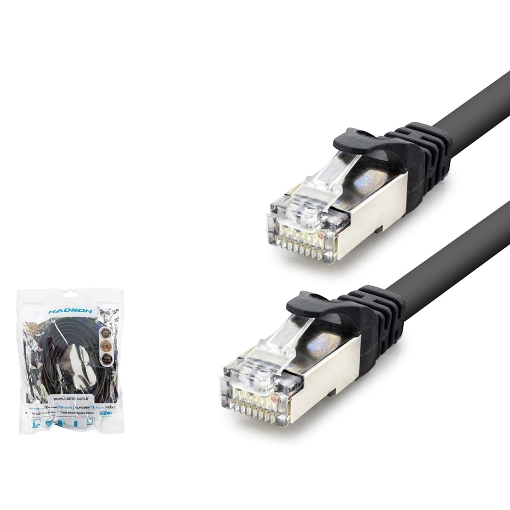 HADRON HDX5093 Cat7 Ethernet Patch Kablosu 10 Gbps 600 MHz 5 m Siyah