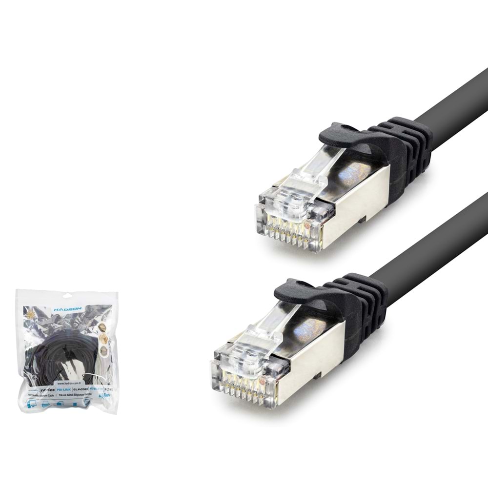 HADRON HDX5096 Cat7 Ethernet Patch Kablosu 10 Gbps 600 MHz 20 m Siyah