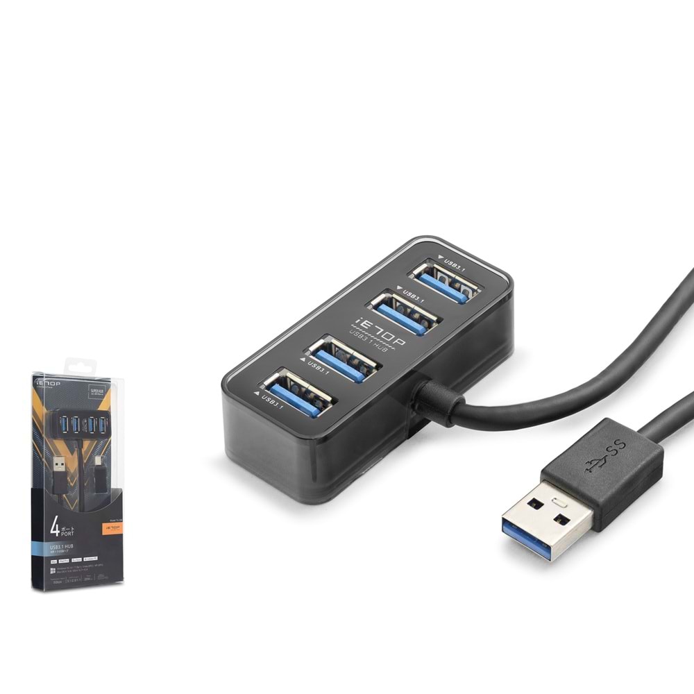 iETOP HDX7055 USB Type-C 3.1 Gen1 Hub 4 Port 5 Gbps Siyah