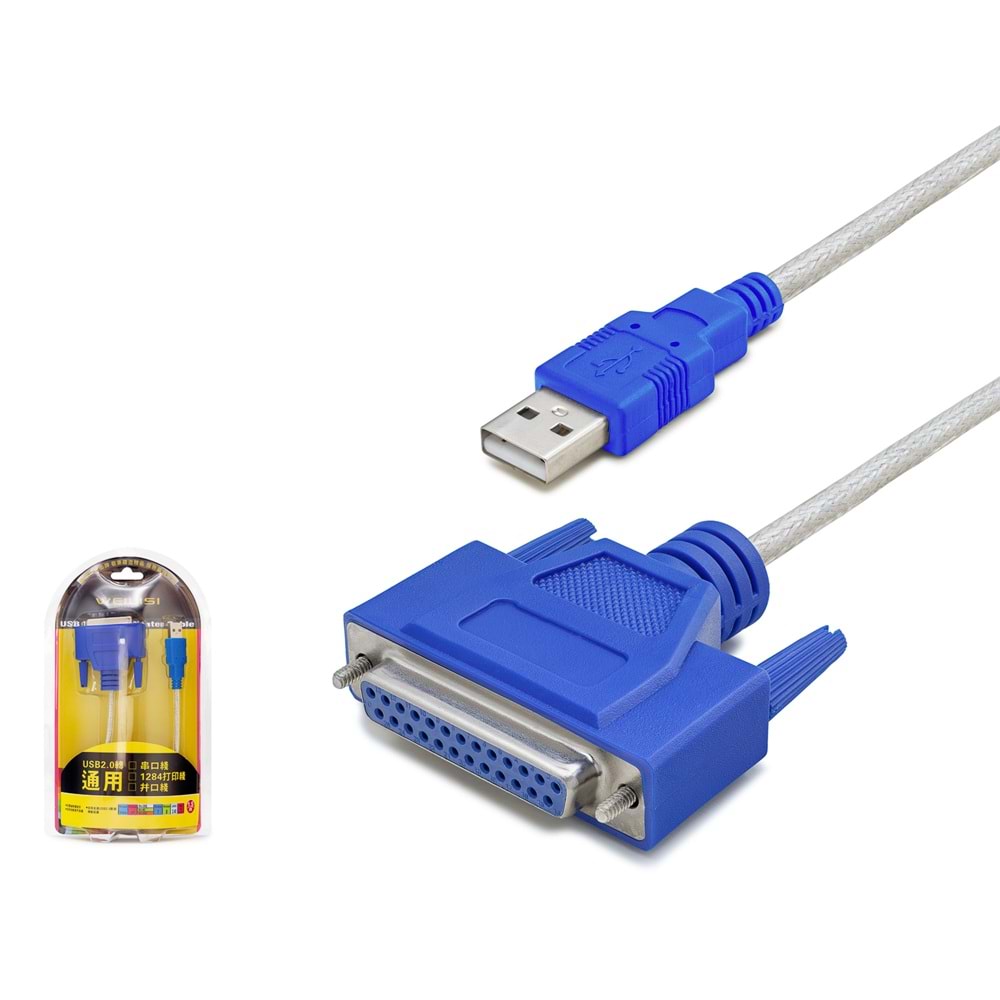 HADRON HDX7531 USB to Paralel LPT Yazıcı Dönüştürücü Kablosu 1.3 m Gri Mavi