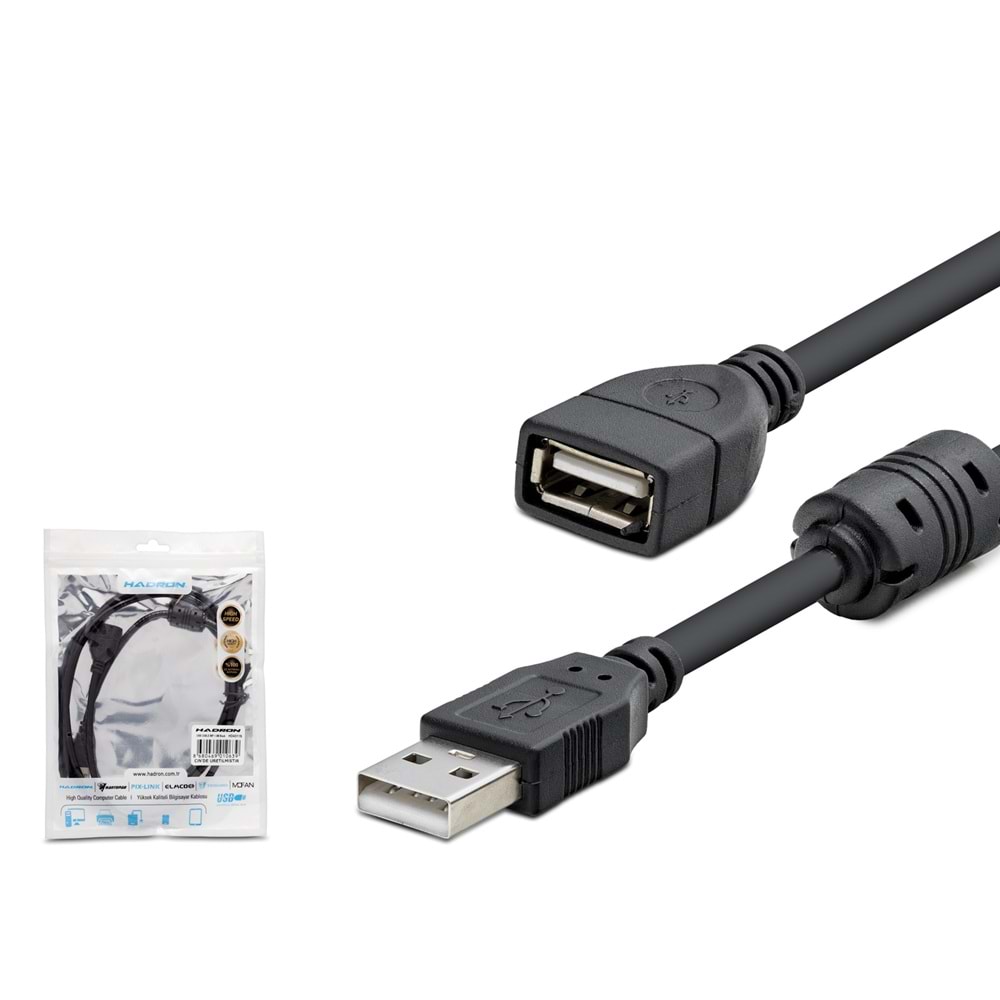 HADRON HDX7533 USB Uzatma Kablosu 1.5 m Siyah
