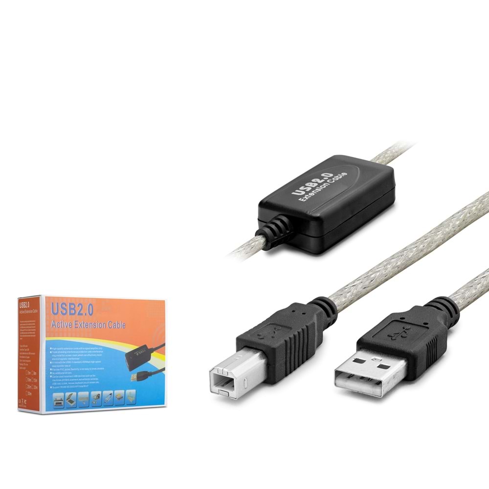 HADRON HDX7559 USB Active Repeater Printer Kablosu 10 m Siyah