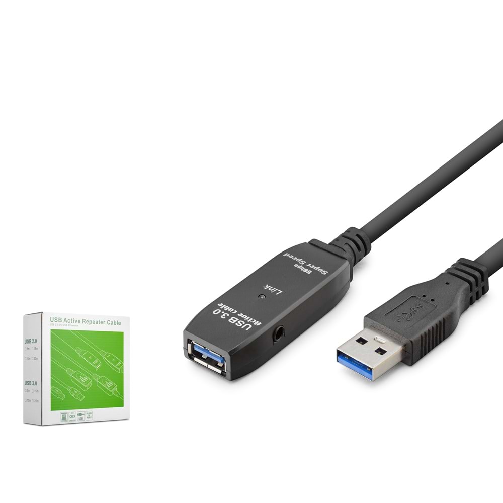 HADRON HDX7561 USB 3.0 Active Repeater Uzatma Kablosu 5 m Siyah