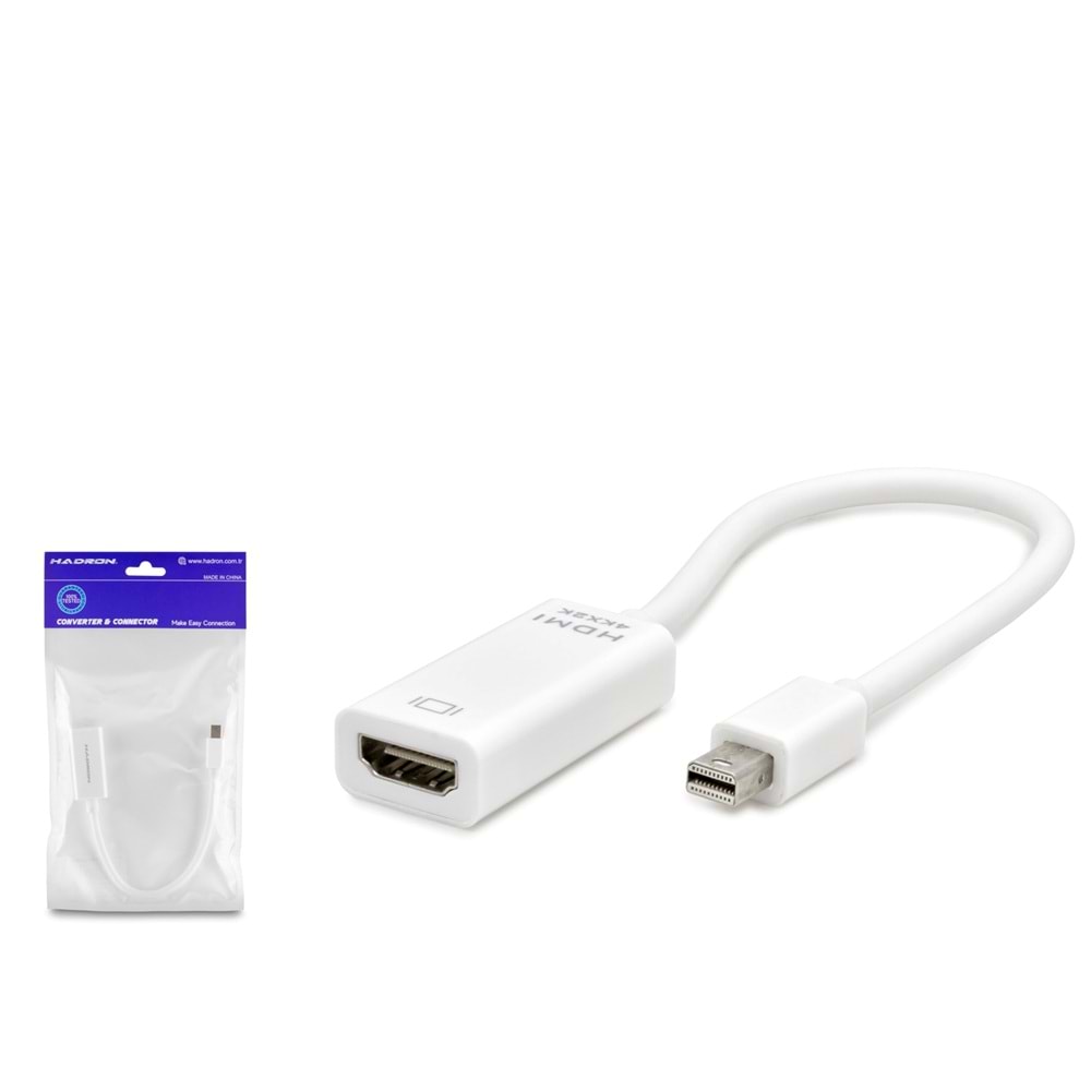 HADRON HDX7768 Mini DisplayPort to HDMI Görüntü Dönüştürücü 4K 30 Hz Beyaz