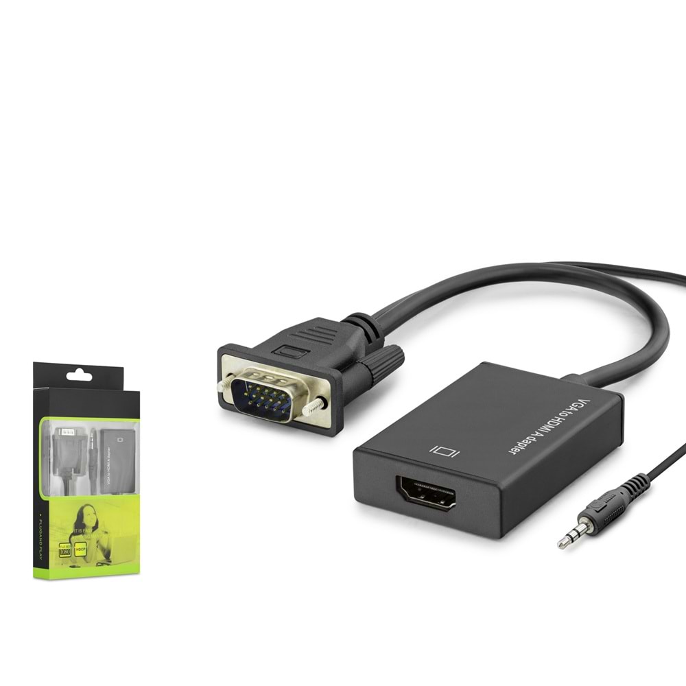 HADRON HDX7794 VGA to HDMI Ses Çıkışlı Görüntü Dönüştürücü 1080p Siyah