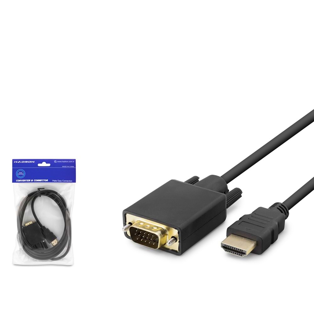 HADRON HDX7795 HDMI to VGA Görüntü Kablosu 1080p 1.8 m Siyah