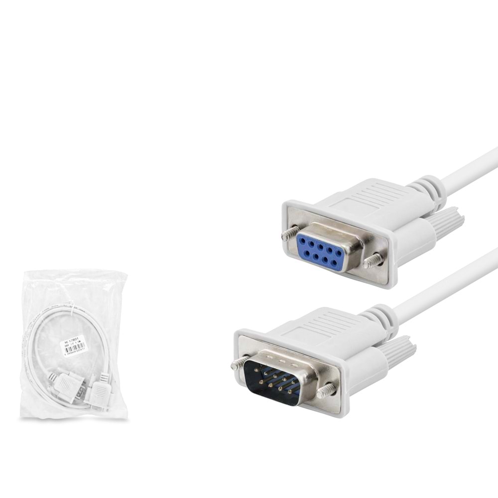 HADRON HDX7801 RS232 DB9 Seri Port Uzatma Kablosu 9 Pin 1.5 m Beyaz