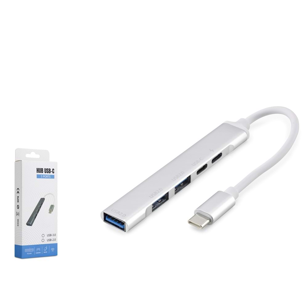 HADRON HDX7896 Type-C PD Hub 5 Port 480 Mbps 20W Beyaz