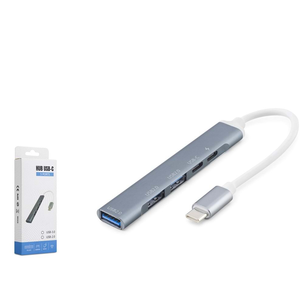 HADRON HDX7896G Type-C PD Hub 5 Port 480 Mbps 20W Gri